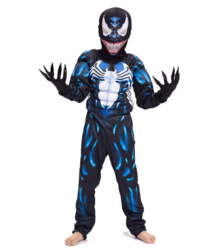 Halloween Superhero Muscle Costume Purim Spiderboy Venom Jumpsuit America Spider Boy Superhero Fancy Dress