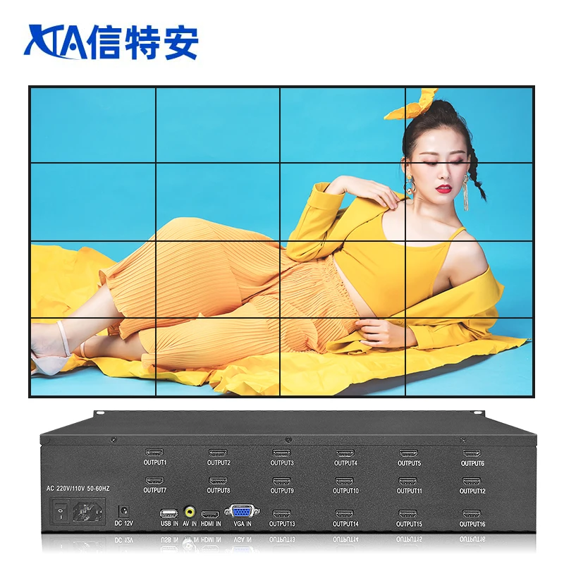 

4×4 1920*1080P@60Hz Video Wall Controller 3x4 3x5 LCD USB AV VGA HD Splicing TV Wall Video Wall Controll