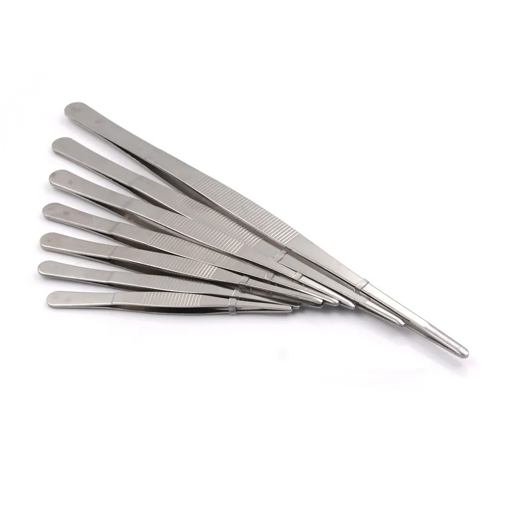 1pc 12.5cm/14cm/16cm/18cm/20cm/25cm/30cm New Stainless Steel Industrial Tweezers Repair Tools Hot Selling