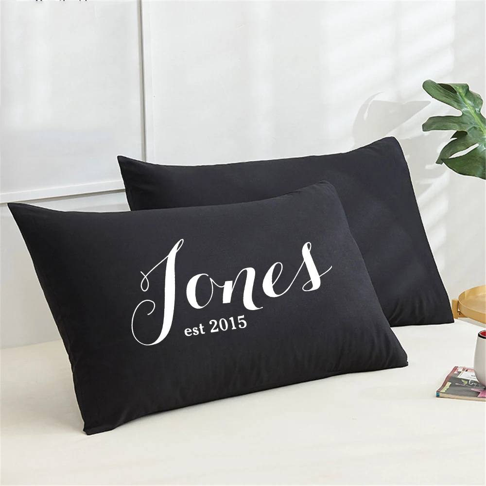 

48*74cm Personalized Name Cotton Pillowcase Home Bed Ornament Solid Color Pillow Cover Rectangle Pillow Case Custom Wedding Gift