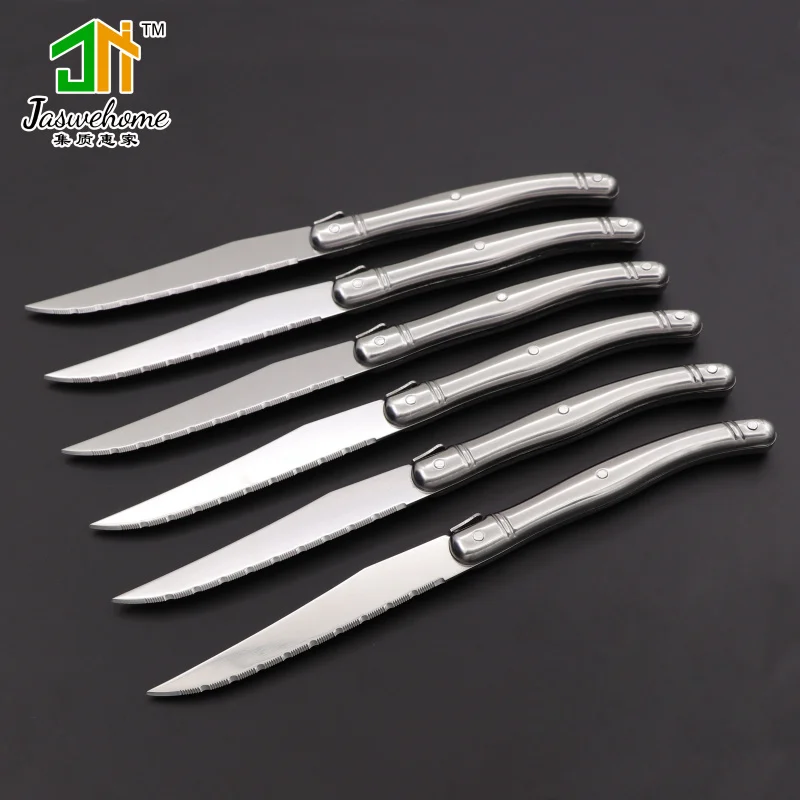 

Jaswehome Set of 6 Stainless Steel Steak Knife Laguiole Dinnerware Cutlery Tablewares Western Dinner Flatwares Table Knife