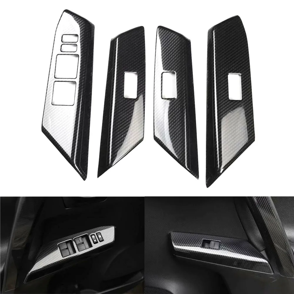 4Pcs Car Window Lift Switch Panel Cover Trim Styling For Toyota RAV4 2013-2019 Left Hand Drive Interior Auto Moldings Stickers