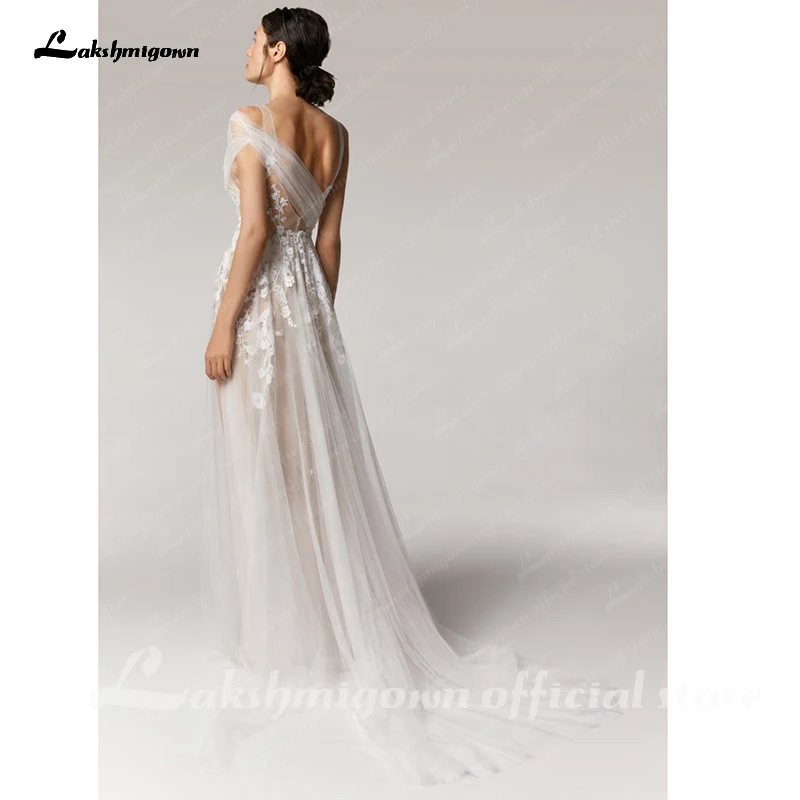 Abito da sposa Boho vintage 2021 Appliques di pizzo scollo A V una linea abiti da sposa gelinlik Longue Robe nuovo arrivo