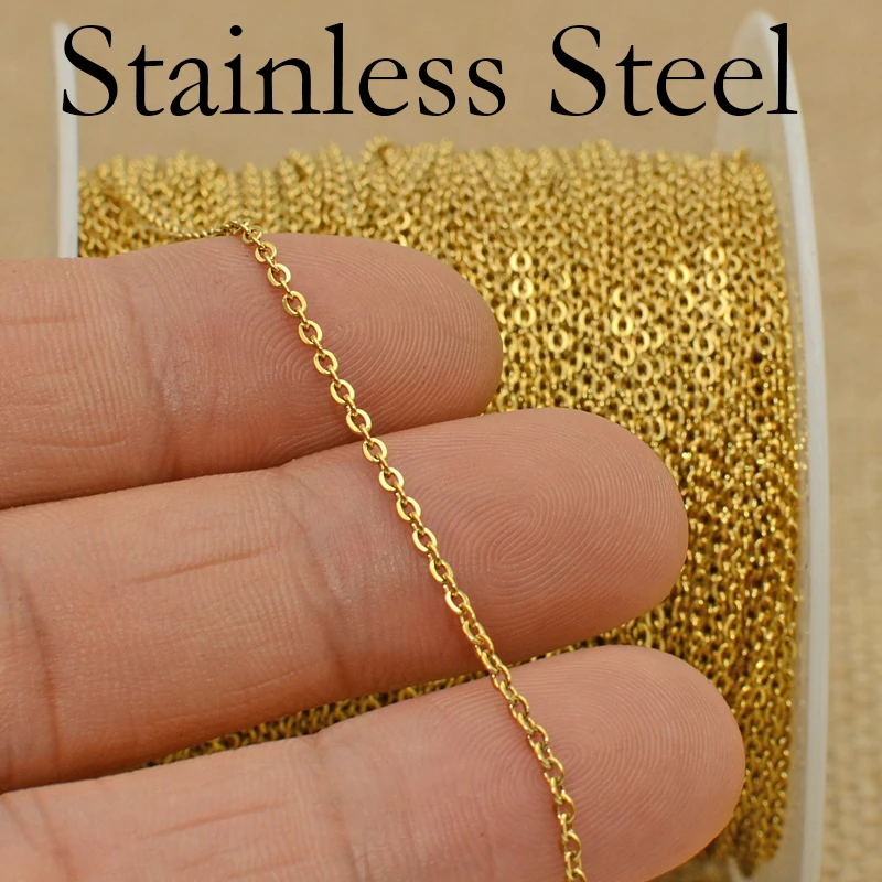 100 Meter Edelstahlkette Großhandel Rolle Anlauffreie Schwarze PVD Gold Kabelgliederkette für DIY Schmuckherstellung – Detail 2
