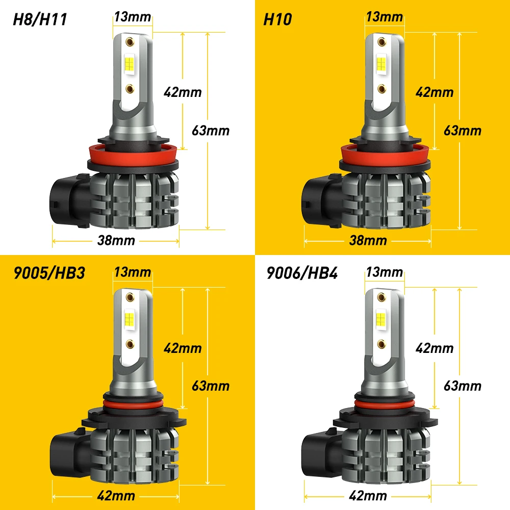 AUXITO H11 H8 H16JP LED Fog Lights Canbus No Error HB3 HB4 9005 9006 Bulb Car for Audi A4 B8 A6 C6 Golf 7 Fog Lamp DRL Yellow