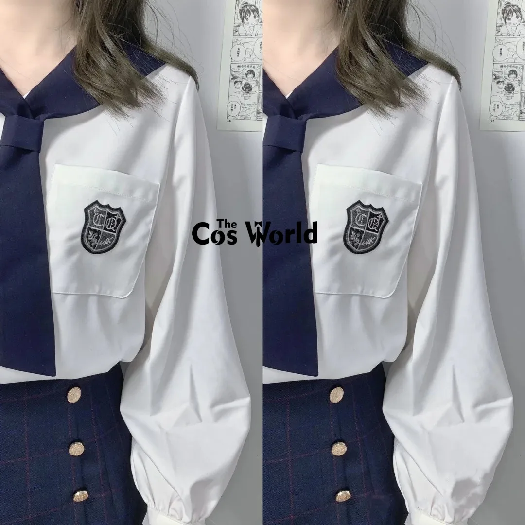 Japanese Girl's Spring Autumn Long Sleeve Sailor Suit Tops Skirts JK School Uniform Class Students Cloth