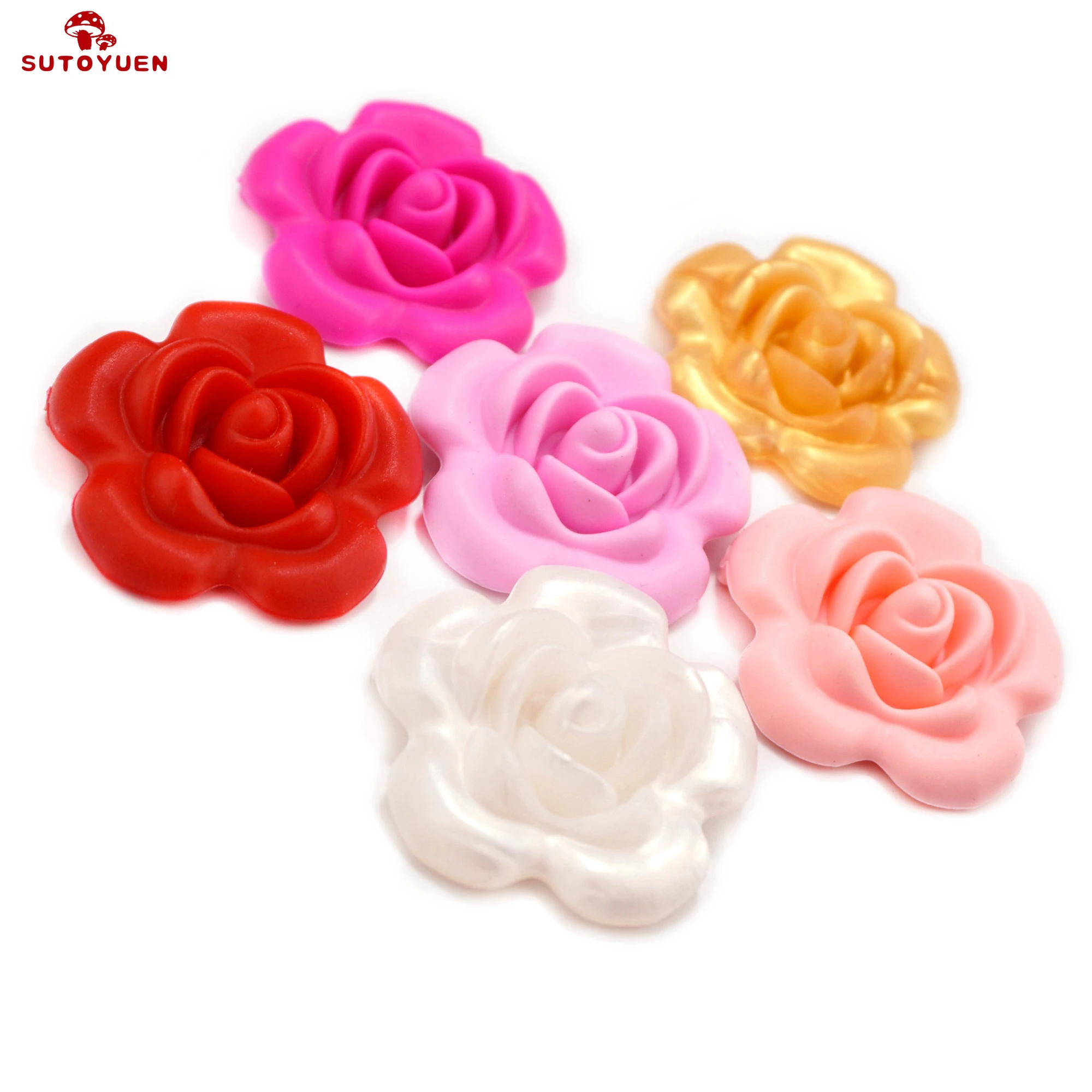 

Sutoyuen BPA Free Rose Silicone Beads 8pcs Rose Flower Pendant Teether Beads DIY Necklace Newborn Baby Pacifier Chewing Toy Gift