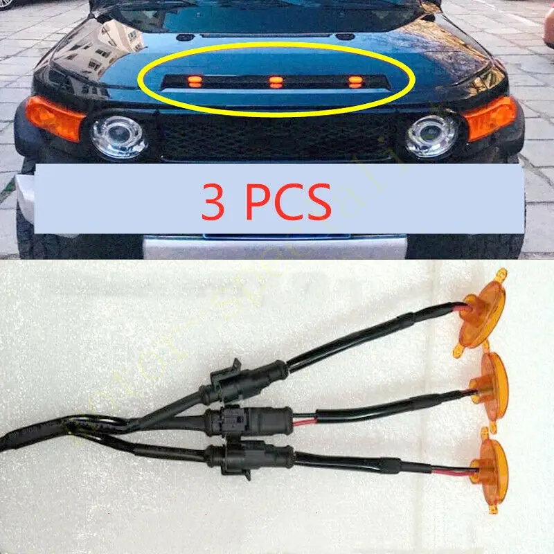 3PCS Car Styling Accessories Car Hood LED Light Raptor Style Grill Cover Fit For Toyota FJ Cruiser 2007-2014 W/ Wire Speed