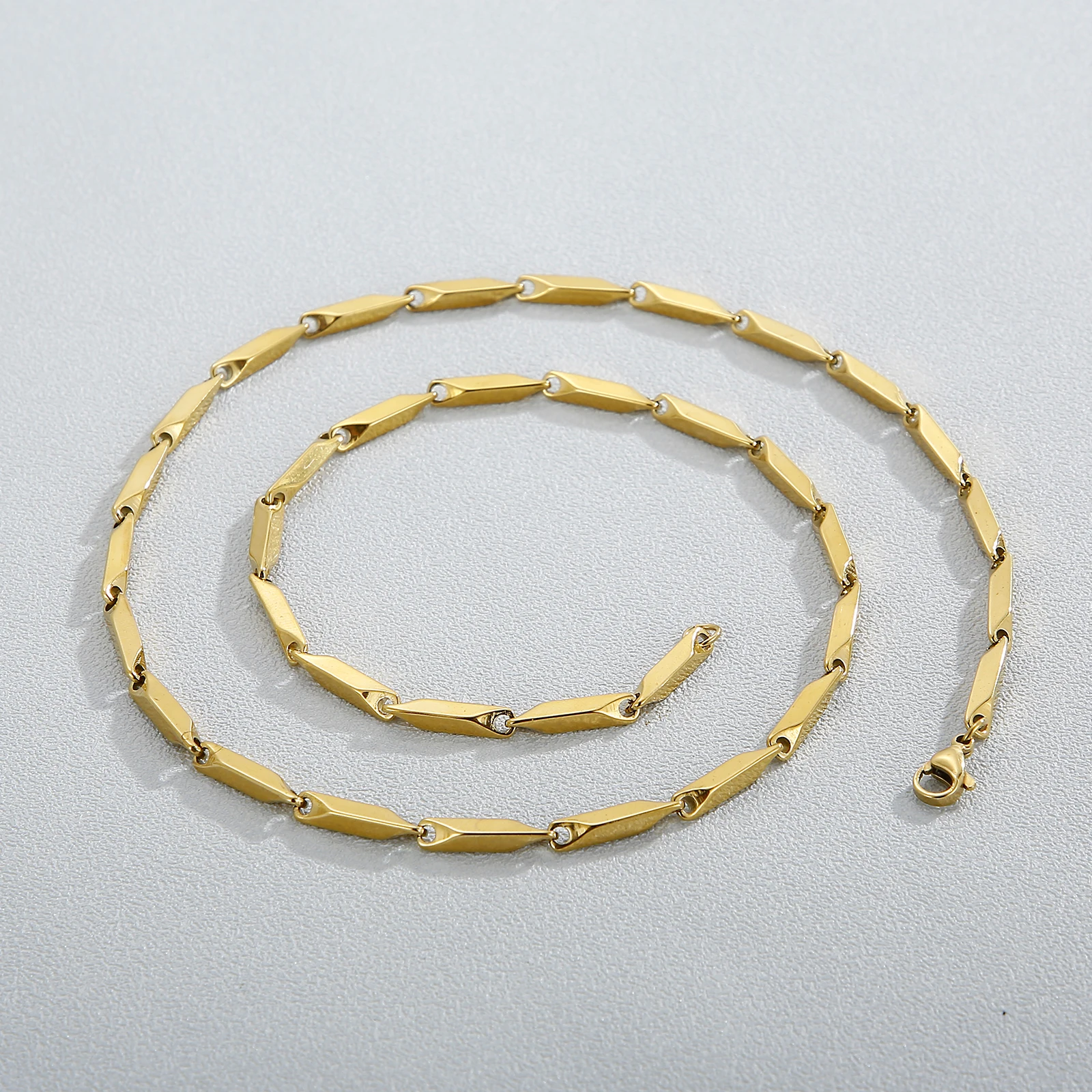 3mm Melon Seed New Twist Gold Color Trendy Chain Necklace Male Stainless Steel Fashion  Jewelry Gifts