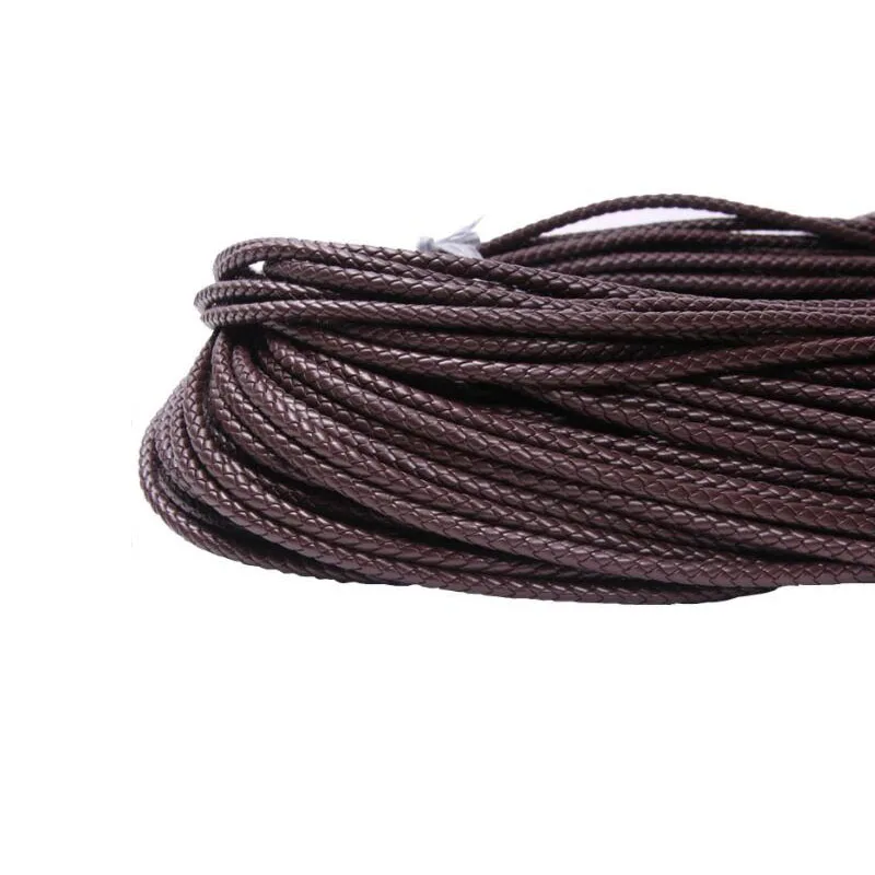 2-5meter Brown Braided Round PU Leather Cord Rope 3 4 5 6 8 10 12 mm Round Leather Cord String Rope DIY Necklace Bracelet Making