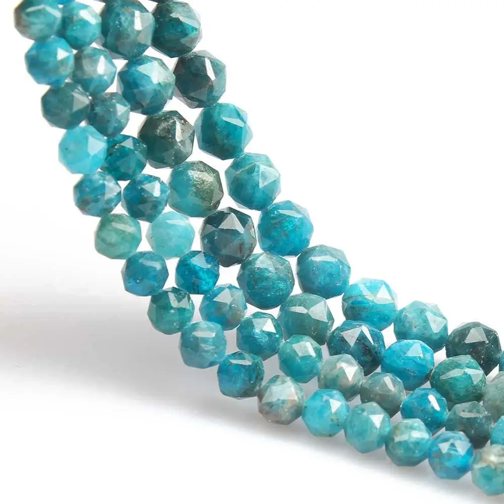 AAA Natural Blue Apatite Faceted Loose Beads For Jewelry Making 6mm 8mm DIY Beaded Bracelet Accessories 7.5\'\' strand