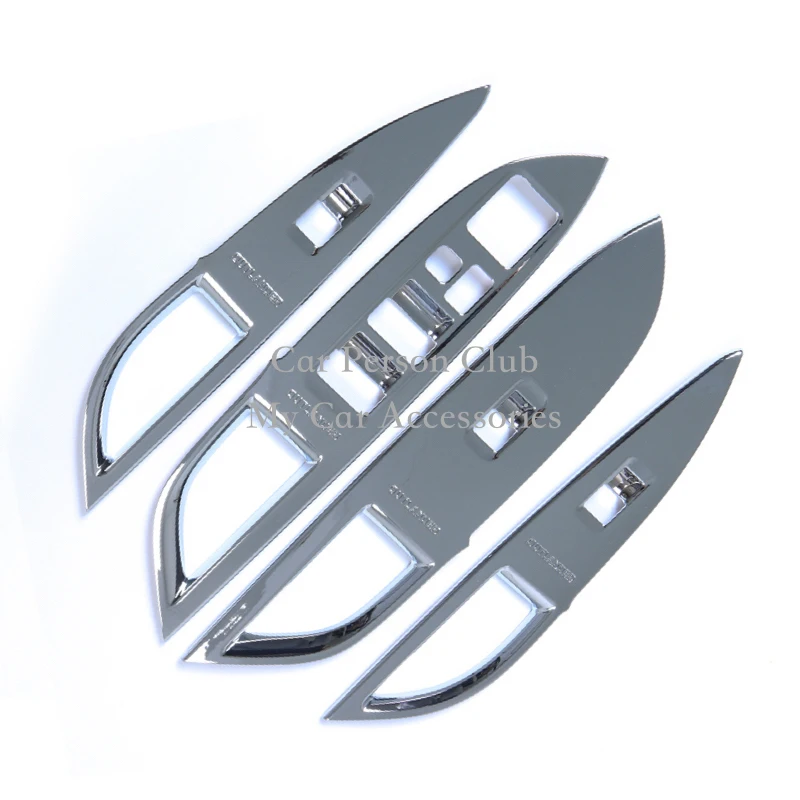 For Mitsubishi Outlander 2013-2022 Door Window Lift Switch Armrest Cover Trims ABS Chrome Stiker Car-Styling 4 Style Accessories