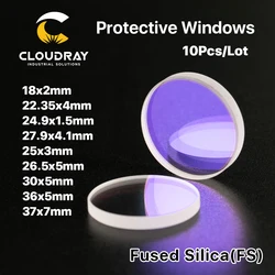 Cloudray-ventanas protectoras láser ópticas, 10 piezas, tamaño de gran oferta, 18x2, 27,9x4,1, 30x5, 37x7, 1064nm, de sílice fundida de cuarzo para cabezal láser