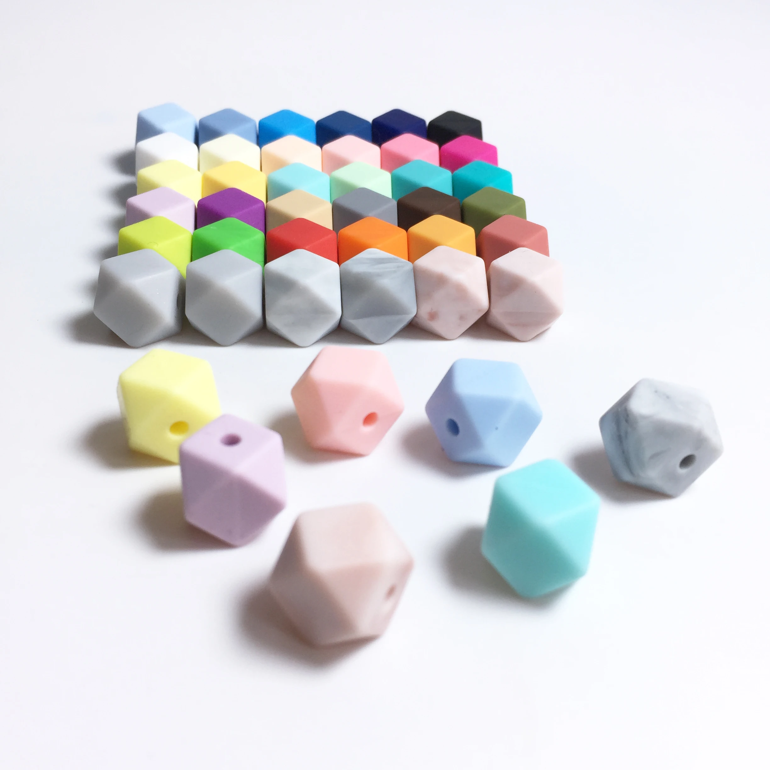 11MM Mini Hexagon Silicone Loose Beads - DIY Set Of 100pcs Baby Teething Beads BPA Free Silicone Baby Teether