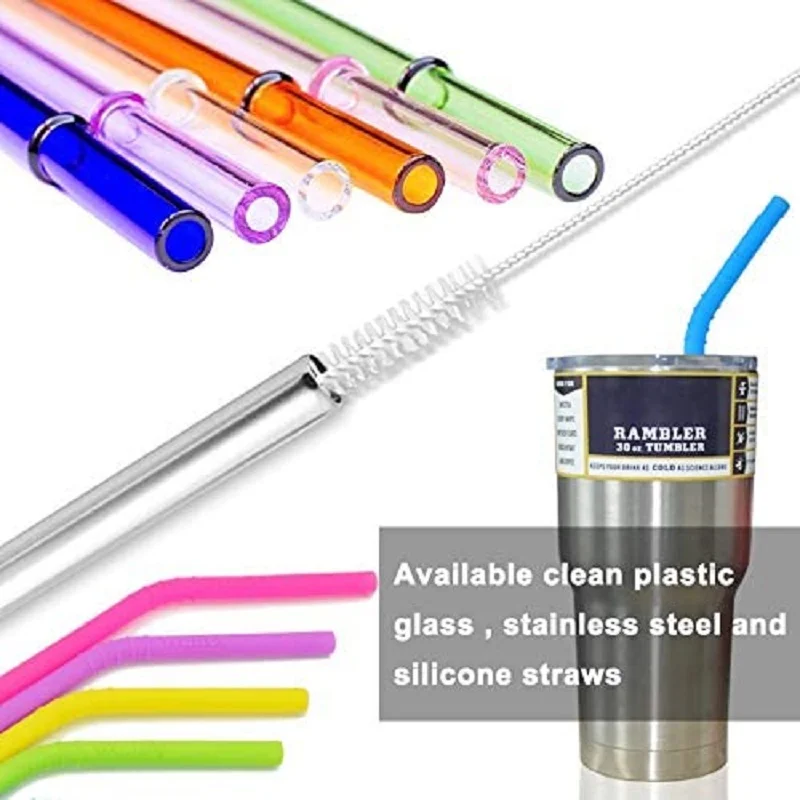 WALFOS 9 Piece Multiple Size Drinking Straw Brush Set Cleaner Brush for Stainless Steel Reusable Straws And Smoothie Straws