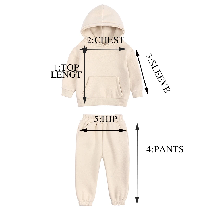 2 stücke Jungen Mädchen kinder Fleece Kleidung Outwear Sets Herbst Winter Kinder Mit Kapuze Sweatshirt Trainingsanzug Sportwear Anzug Für 2-12Y – Detail 1