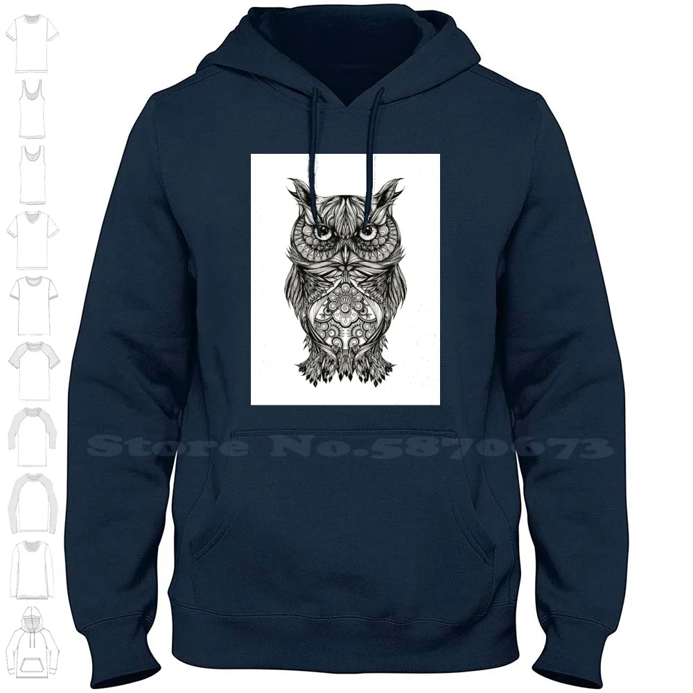 Owl Long Sleeve Hoodie Sweatshirt Owl Nature Bird Animal Animals Birds Night Moon Owl Wildlife Black Magic Mountain Stars Tree