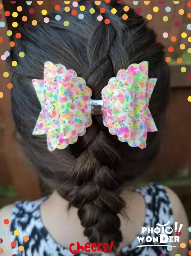 Thumblina 3.5 Inch Gorgeous Chunky Glitter Girls Hair Bows Holiday Party Hairgrips for Children Barrettes Hair Accessories