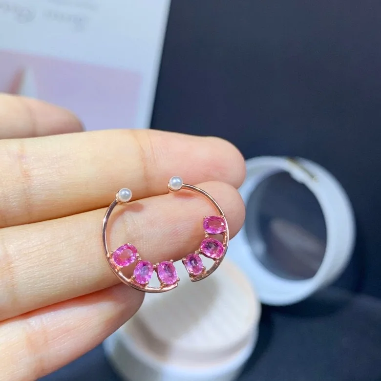 

Design Style Silver Pink Sapphire Stud Earrings for School Girl 3*4mm Natural Pink Sapphire Earrings 925 Silver Sapphire Jewelry