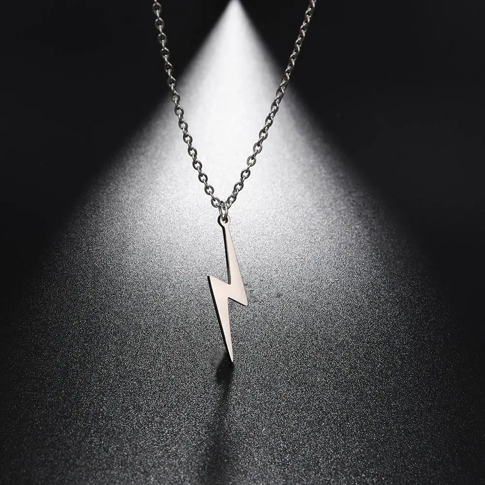 Skyrim 2025 Fashion Lightning Pendant Necklace for Women Girls Stainless Steel Cool Choker Chain Jewelry Gifts Party Wedding