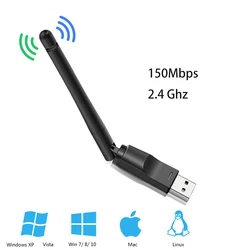 Adaptador Wifi USB de 150Mbps, antena de 2,4 ghz, USB 802.11n/g/b, dongle, lan, tarjeta de red inalámbrica, receptor wifi para PC