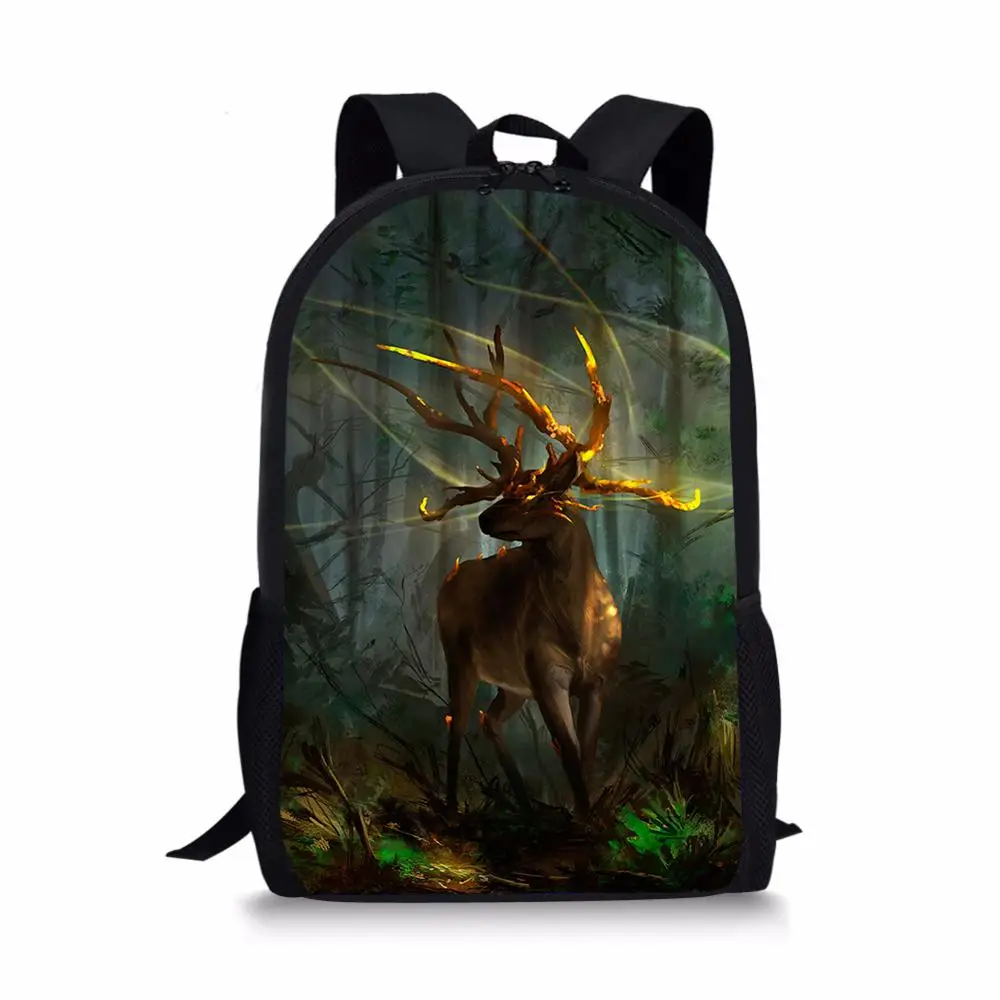 Fashion Children's Backpacks Fantasy Deer Pattern Toddler Kids School Book Bags Cartoon Animal Girls Travel Backpack