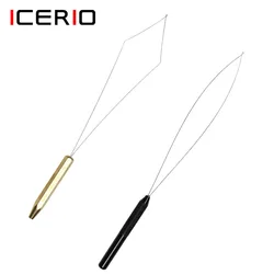 ICERIO 1PCS Fishing Fly Tying Bobbin Threader With Aluminum Alloy Handle or Brass Handle Fly Tying Assistant Tool