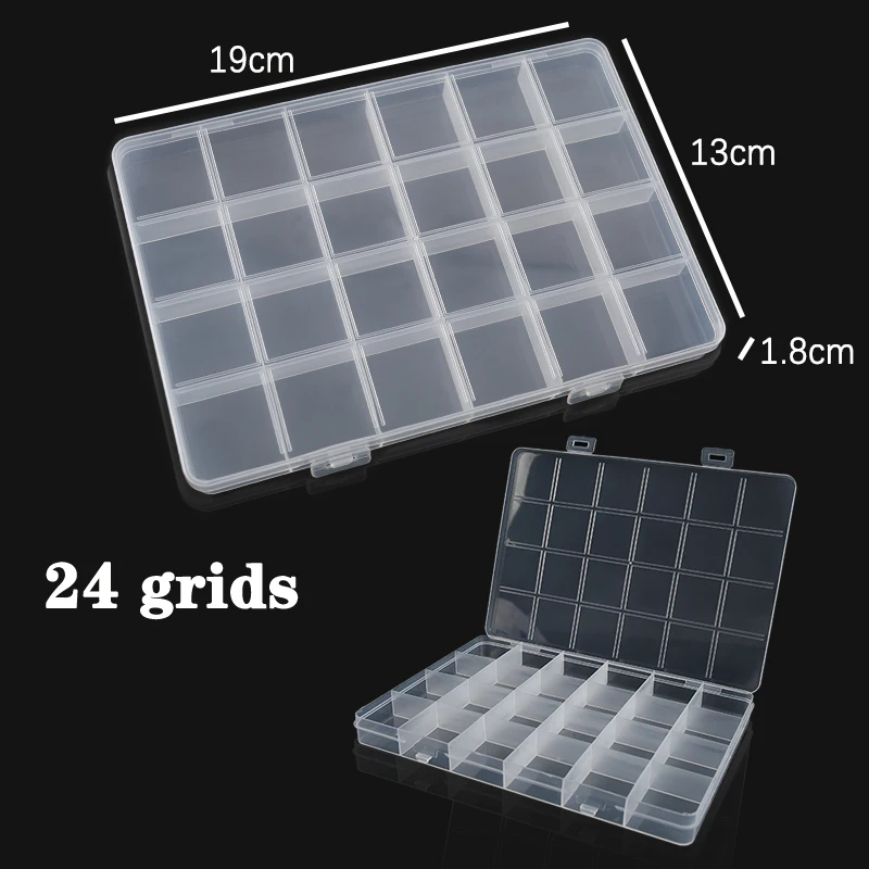 Plastic Sieradendoos 10/15/24 Compartiment Slot Organizer Opslag Kralen Container Verstelbare Sieraden Opbergdoos Rechthoek Case