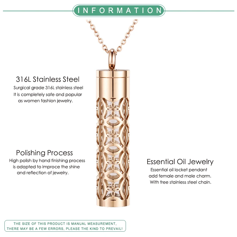Free Hose or Padd Glass Aromatherapy Locket Necklace Jewelry Screw Stainless Steel Essential Oil Diffuser Pendant For Women Man image 2