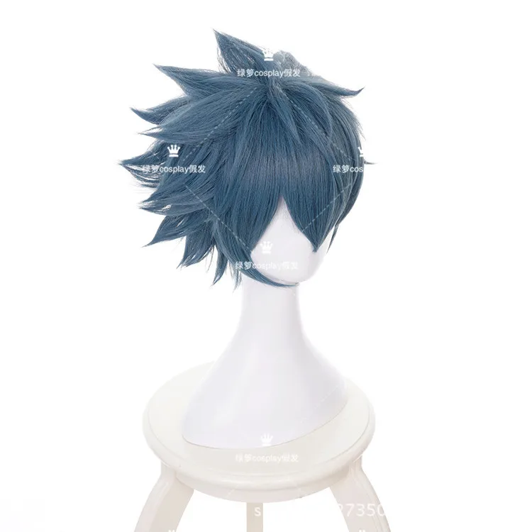 Aotu World Ray Mix Grey Blue Short Man Wig Cosplay Anime Styled Synthetic Hair Halloween Costume Game Play Wigs