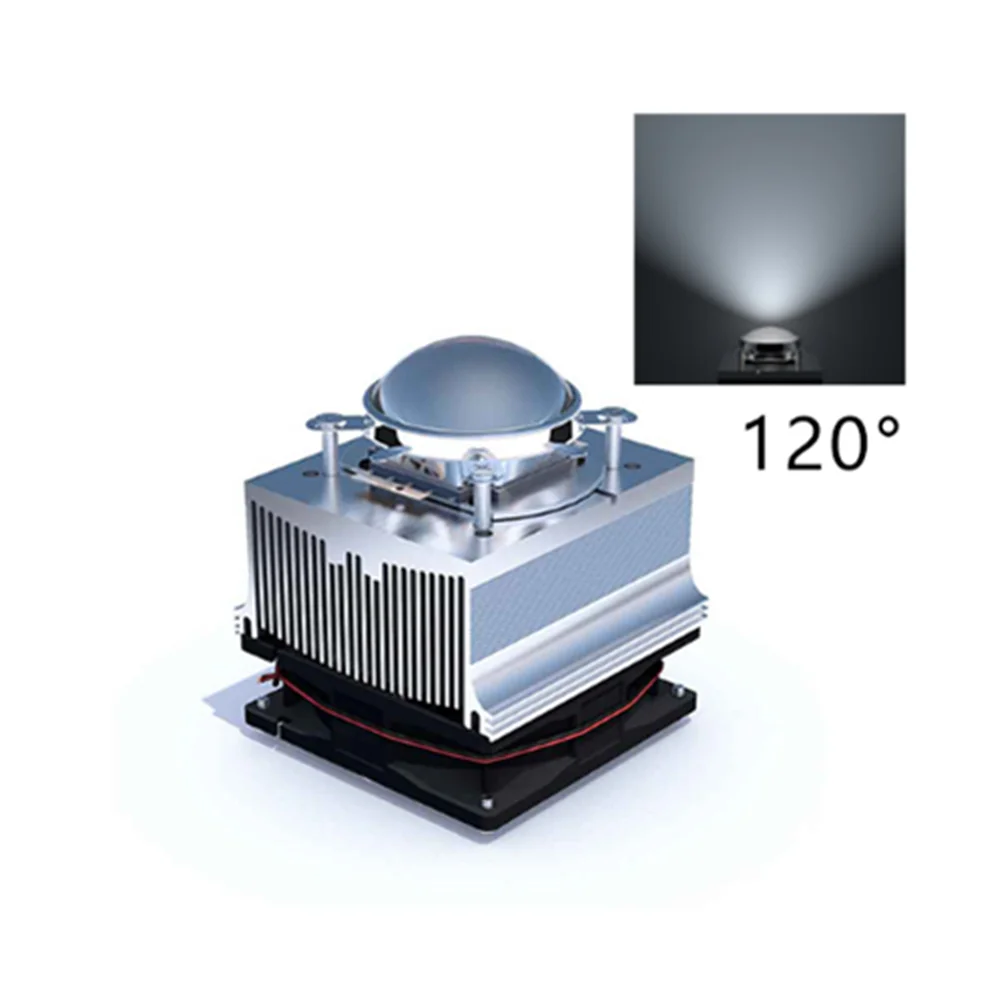 Aluminium Heat Sink Cooling Fan 20-100W LED radiator 60-90degree 44mm Lens + Reflector Bracket DC12V 1.25A led Driver