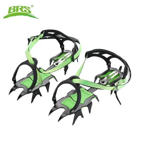 BRS Professional 14 치아 아이스 크램폰 스노우 미끄럼 방지 부츠 신발 커버 스키 하이킹 등산용 스틸 스트랩 온 아이스 그리퍼