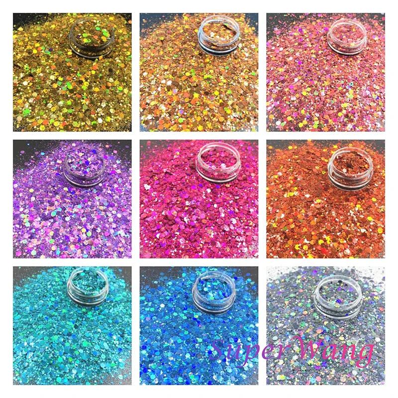 

29Color 1kg 1000g Wholesale Sparkly Glitter Powder Bulk Mixed Size Epoxy Resin Filling Hexagonal Holographic Nail Fall Sequins