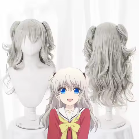 Anime Charlotte Tomori Nao cosplay wig curly long synthetic hair with removable chip ponytails + wig cap