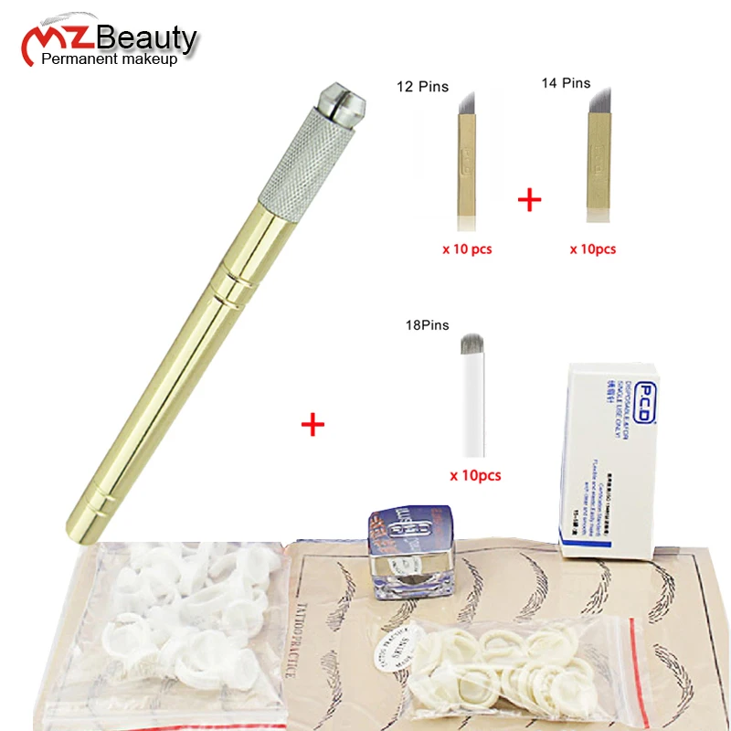 

Eyebrow kit Microblading pen sets 30pcs tattoo needle blades permanent make up practice kits learner use tattoo supplies