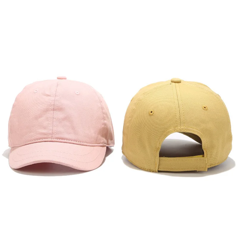 Men\'s Short Visor Caps Plain Solid Cotton Women Hats Korea Unisex Soft Baseball Cap Khaki White Black Pink Dark Yellow