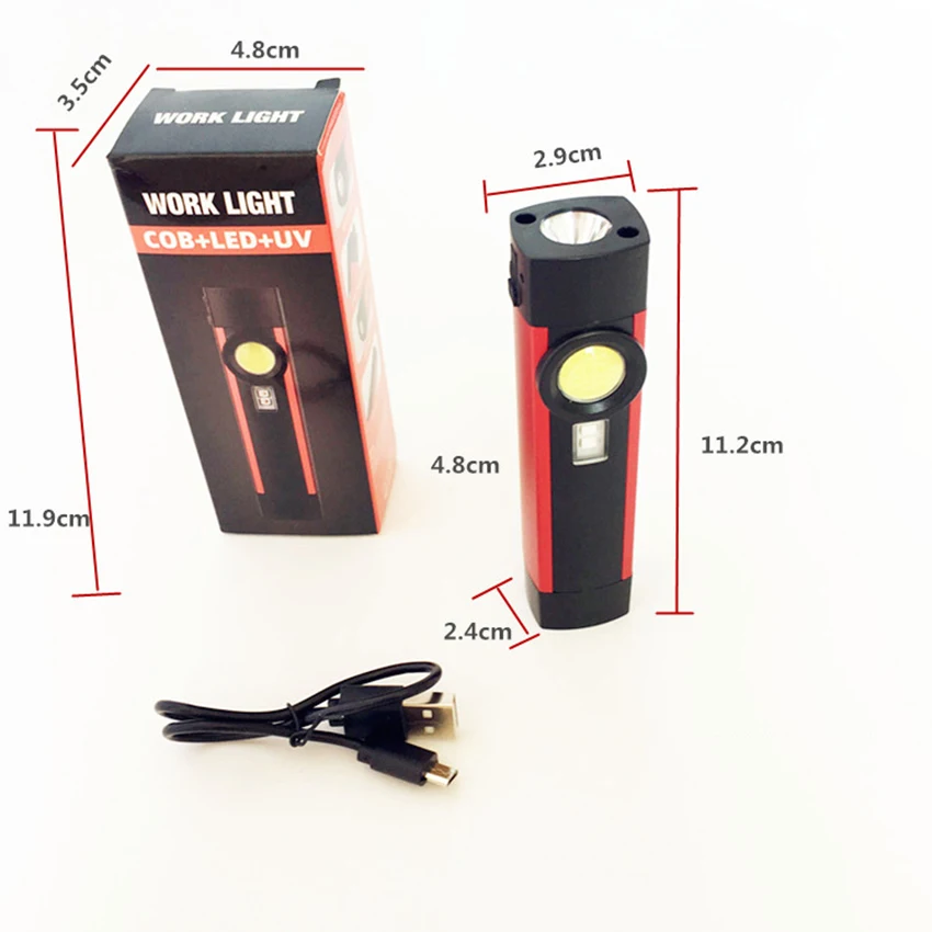 LED Tactical Flashlight Rechargeable, 395nm UV Blacklight Flashlights Detector, 4 Light Modes, Magnetic Base for Repair