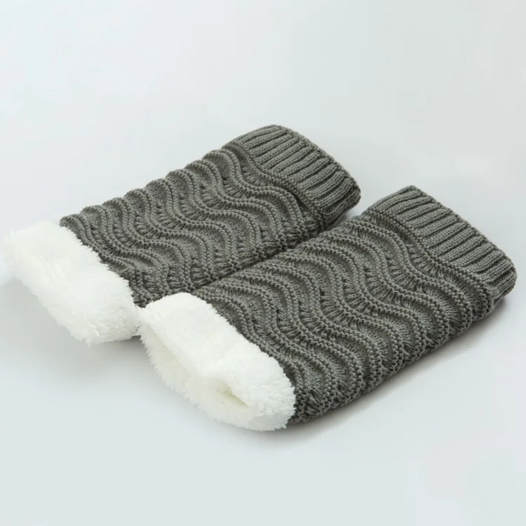 Knitted Leg Warmer Plush Women Winter Short Knee Cover Knitting Thickened Boot Socks Cuffs Crochet Pure Color