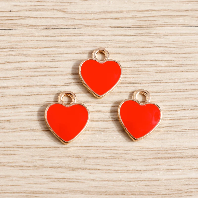10pcs 10*12mm Enamel Love Heart Charms for Jewelry Making DIY Pendant Necklaces Drop Earrings Bracelets Keychain Jewelry Finding