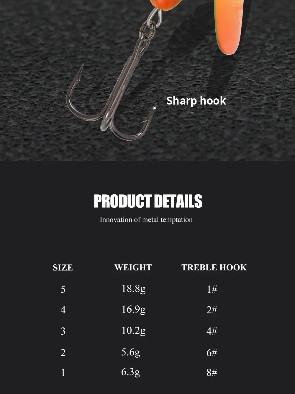 FTK Neuer Metall-Angelköder Spinnerbait 5,8g 6,3g 10,2g 16,9g 18,8g Hochwertige Hartköder mit Dreifachhaken Angelzubehör für Hecht – Detail 3
