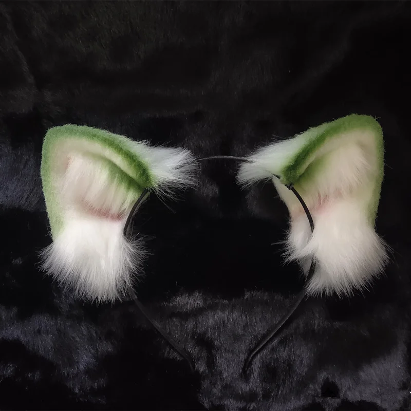 

New Lovely Cat Ears Honey Green Color Beast Animals Ears Hairhoop Headwear For Halloween Game Party Lolita Cosplay Handmade