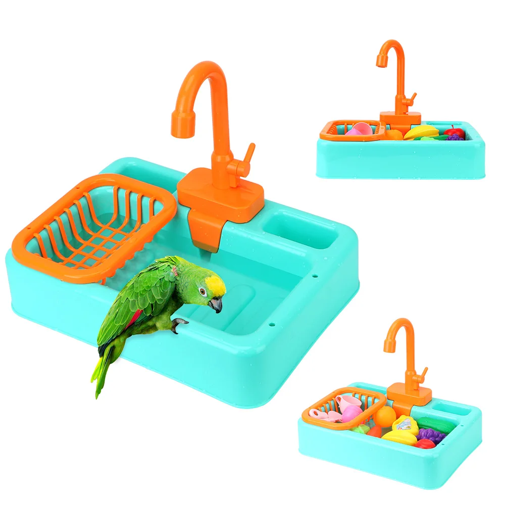 Faucet Parrot Bath Shower Water Dispenser Bird Feeder Children\'s Kitchen Toy