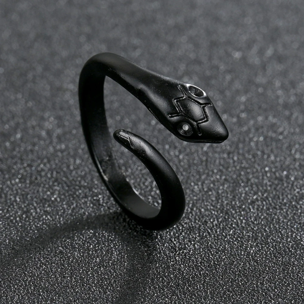 

Rings for Men Women Punk Goth Snake Ring Exaggerated Spirit Black Plated Gothic Adjustable Party Gift Jewelry Mujer Bijoux