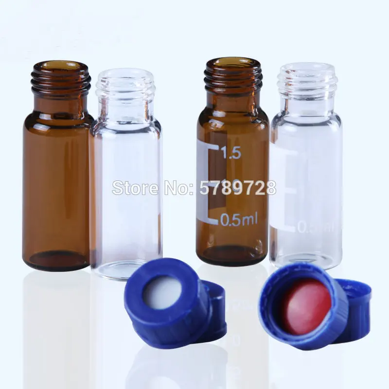 100pcs clear/brown  Chromatography Vial  With screw Cap Automatic Parse Sample Bottle Capacity of 2 ml & 4 ml