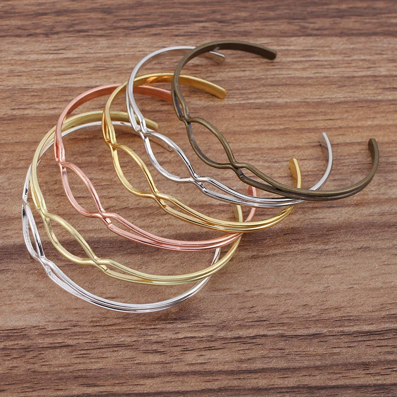 

10pcs DIY Girl Copper Bangle Bracelet Base Blanks Open Cuff Bracelet Supplies Settings For Women Hand Crafts Jewelry Accessories