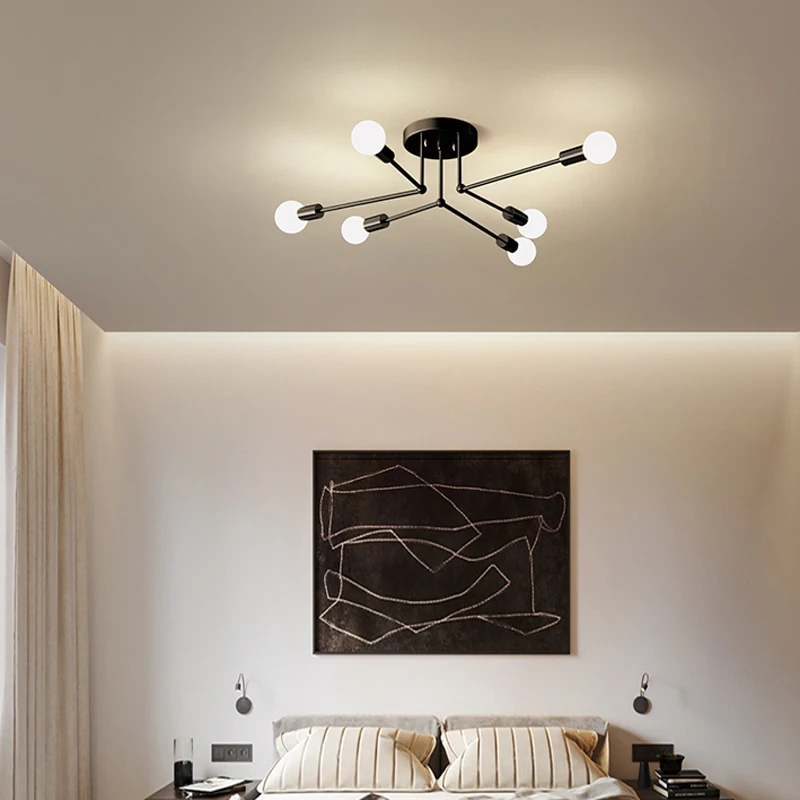 Nordic bedroom lamp modern minimalist art led ceiling lamp creative personality living room dining room study household lamps