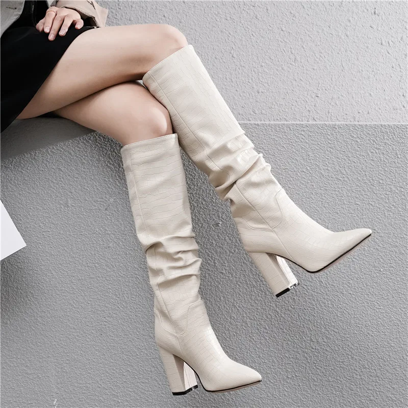 MORAZORA Plus size 34-43 New brand women boots thick high heels autumn winter boots cowboy western knee high boots women shoes