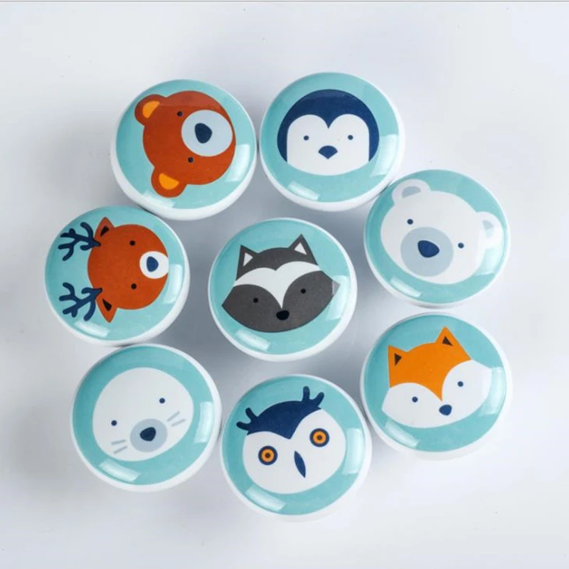 LCH Ceramic Carton Knob Bear Fox Penguin  Children Room Hardware Museum Cabinet Knobs Drawer Knobs for Kids/Children