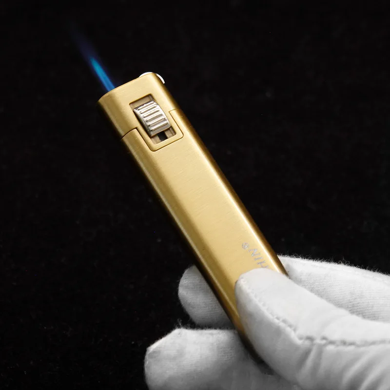 Jet Torch Lighter Grinding wheel lighter Windproof Refillable Butane Gas Blue Flame Metal Lighter