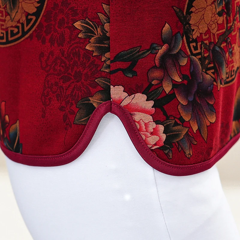 winter warm velvet  thick cheongsam blouse traditional oriental chinese clothing for women tops  Spring Autumn qipao flower top